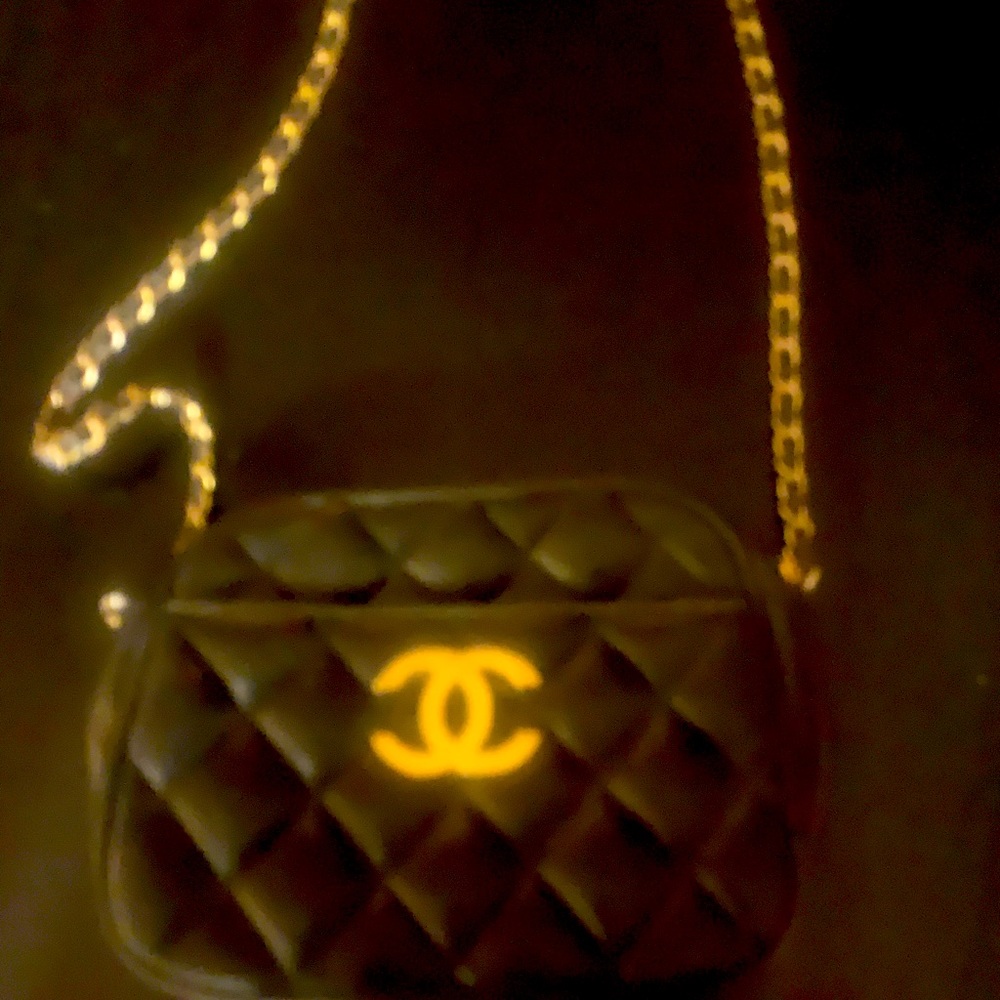 Vintage Chanel Purse- Black/Gold , leather, medium sized purse.